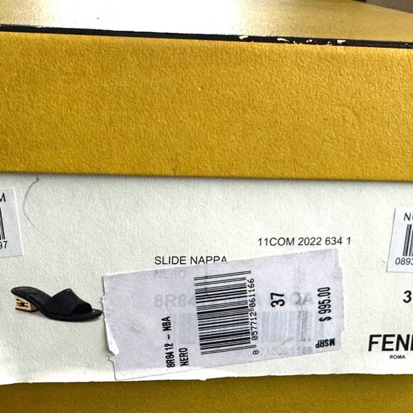 FENDI Baguette Cutout FF Logo Heel Wide Band Slide Mule Sandals Shoes Black - Picture 16 of 16